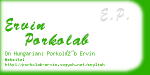 ervin porkolab business card